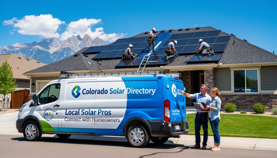 Residential home in Colorado with solar panels installed on roof with mountains in background
