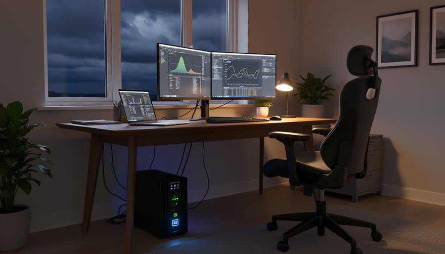 Modern home battery storage system and inverter mounted on wall